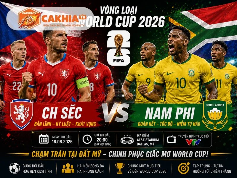 Soi Kèo Bóng Đá CH Séc vs Nam Phi, 23h00 Ngày 18/6/2026